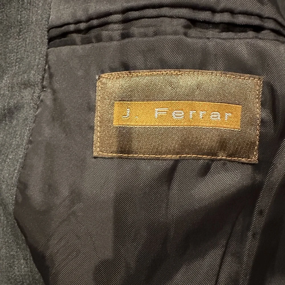 J. Ferrar Mens Charcoal Gray Wool Blend 3 Button Blazer Suit Jacket 42L‎